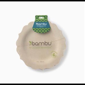 Bambu, Disposable, Biodegradable and Compostable Bamboo Plates. 9", Pack of 25